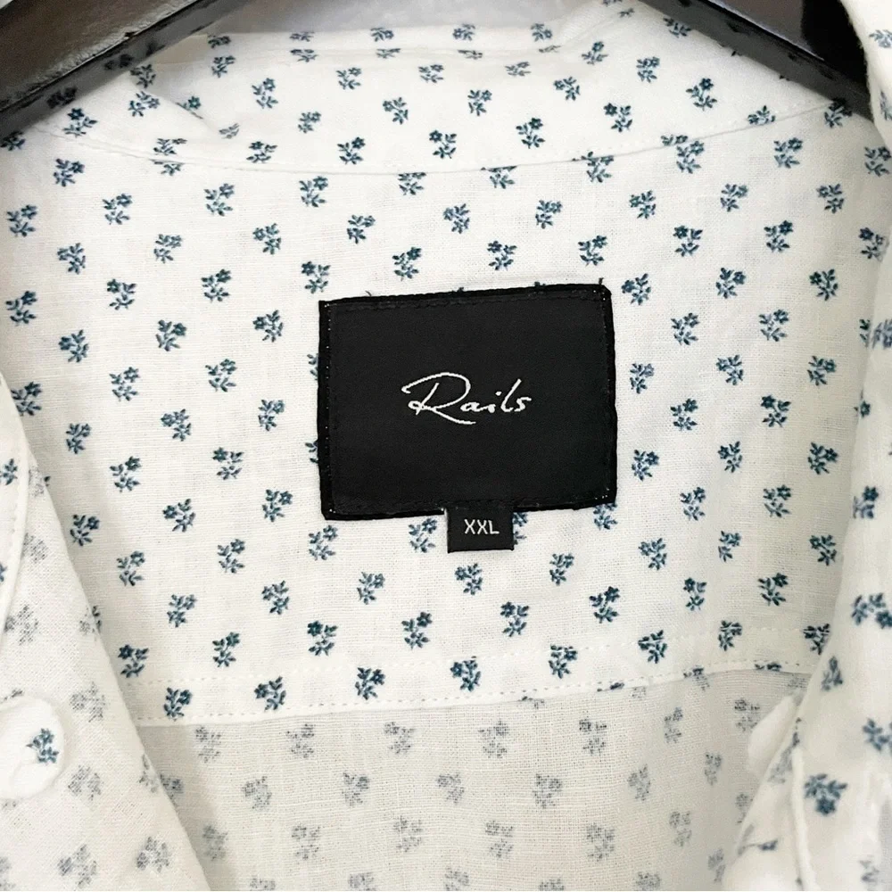 RAILS Men’s Carson Bleu Fleur Button Collar Shirt XXL